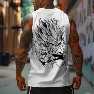 Dragon Ball DBZ Majin Vegeta Unisex Summer outfits men streetwear 80s 90s graphic tees cotton Anime tank tops men gifts