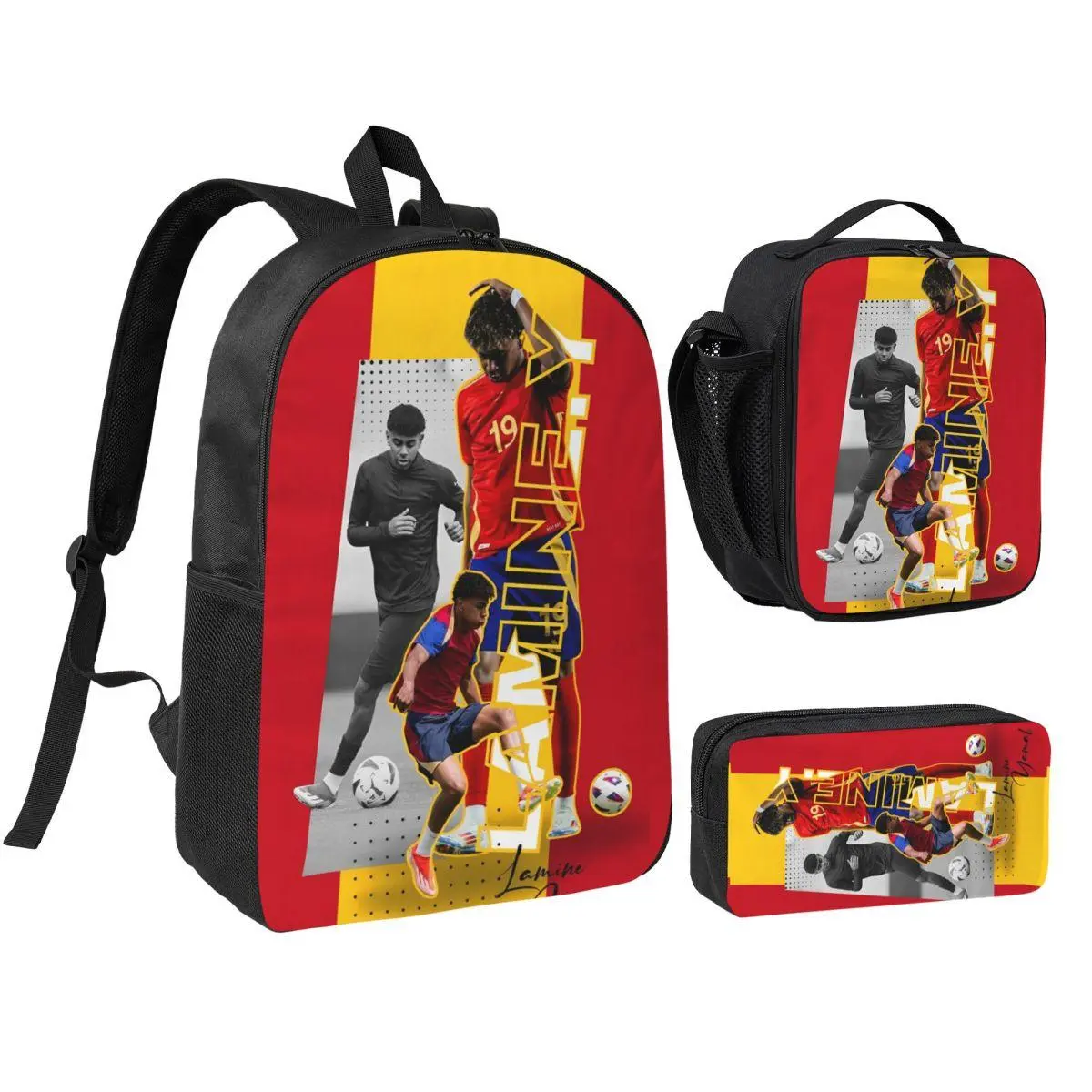 3pecs/set L-Lamine Y-Yamal Spain Football Backpack for Student  Daypack Lunch bag Pencil Case