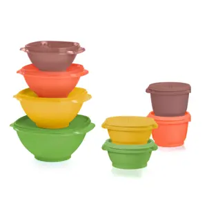 Tupperware Heritage Servalier 16 Piece Bowl Set with Sunburst Lids & Stackable Design for Easy Storage and Prepping