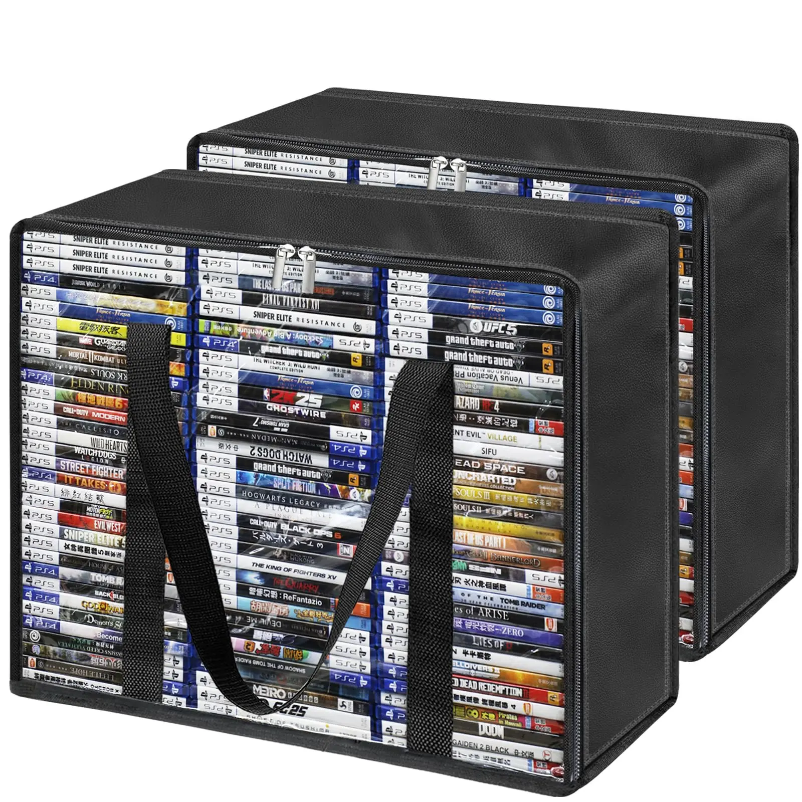 Dvd Storage Bags  2 Pack Blu-ray Cases Holder Highly Clear Video Game Plastic Media Organizer Holds Up 70 Dvds 90 120 Cds (each)
