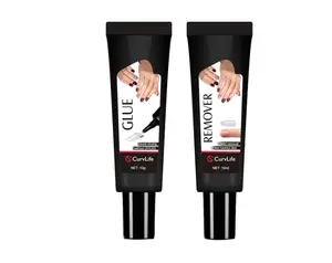 Curvlife Newly Upgraded Quick Drying 10g Semi Solid Nail Glue with 10ml Remover for Press On Nails Tips No Need for UV Lamp Long Lasting Fake Acrylic Nails Kit Glue Gel