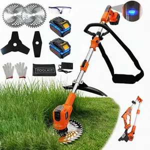 3-in-1 Electric Weed Wacker,   Weed Eater with 2 x 4.0Ah , 900W Brushless  Grass Trimmer/Lawn Mower/Brush , with LCD Display & 3 Types  for Yard and Garden