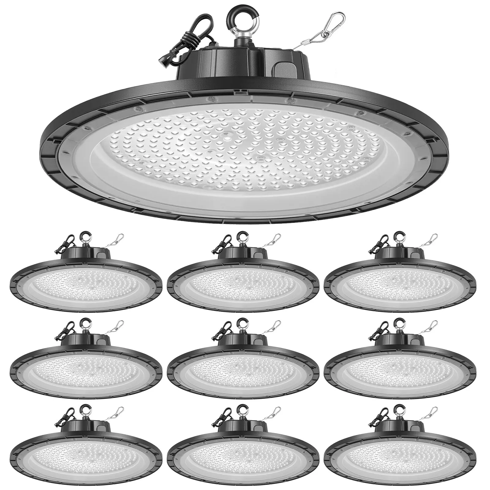 【DealsForYouDays】VEVOR 10 Pack LED High Bay Lights, 5000K 200W 30000LM Super Bright UFO LED Warehouse Shop Lights, IP65 Waterproof, 100-277V Wide Voltage for Warehouse Workshop Factory Gym Garage Barn, BlackSummervibes