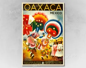 1947 Oaxaca Mexico - Classic Mexican Dancing Festival Travel Poster