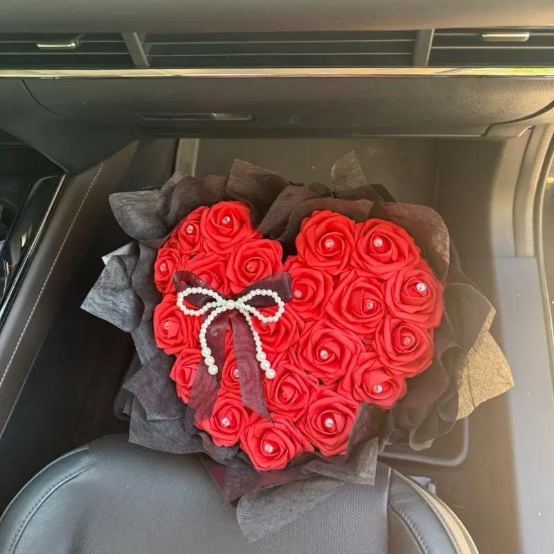 Eternal Burgundy Amour Heart Shaped Bouquet Ramo Perfect gift for Birthday, Graduation, Anniversary, or “Just Because”