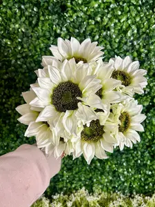 16 Inch Soft Cream Radiant Sunflower Bush