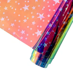 Holographic starry sky rainbow tpu fabric, thickness 0.4mm, translucent artificial leather roll, suitable for DIY handbags, earrings, hair accessories bow, holiday decoration and handmade.