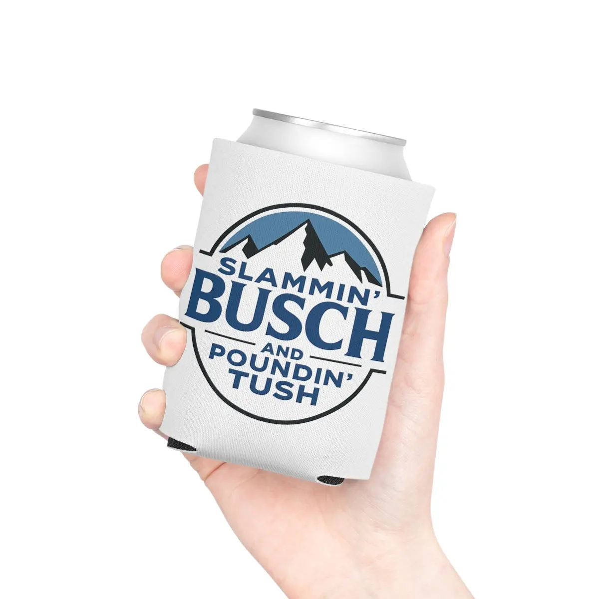 Funny Neoprene Beer Can Cooler – Slamming Bush & Poundin Toosh Sleeve – Party Gift for Adults, Drink Holder Fun