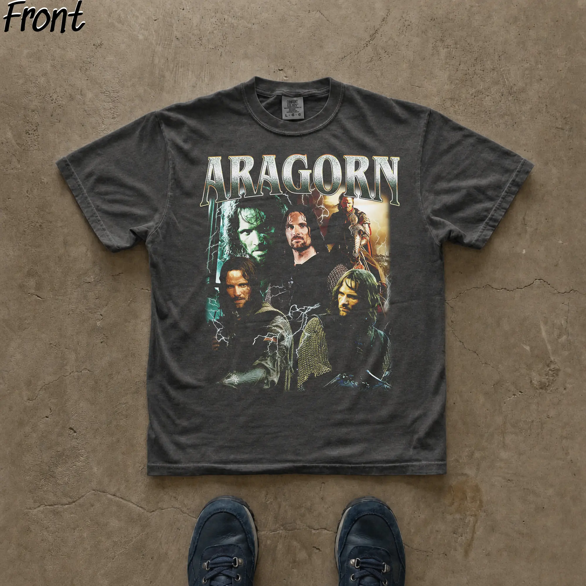 Gildan Men's Lord of the Rings Aragorn Graphic T-Shirt, Retro Fitted Cotton Shortsleeve Round Neck Casual Streetwear Top for All Seasons, Cute