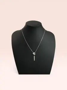 Pre-owned Gucci Sterling Silver Heart Lariat Necklace w/ Box