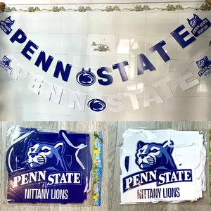 Pennsylvania State College Party Banner for Graduation, Birthday, Football Celebration, Basketball, Volleyball, College Acceptance Nittany Lions Blue & White Wedding Decoration Banner Strung Up String Hanging Letters Logo PSU Penn