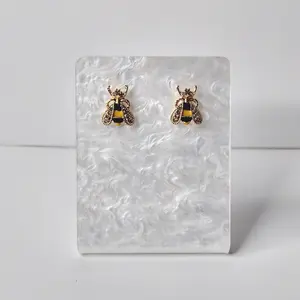 #572 Bee with Rhinestones Stud Earrings, Casual Jewelry, Spring, Summer, Alloy