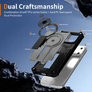 Premium 2025 Phone Case with Strong Magnetic Attraction and Wireless Charging Support, Decompression Rotating Gyroscope Bracket, Comfortable to the Touch, Scratch-Resistant Protection