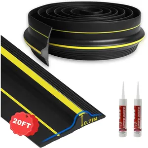 20FT Garage Door Threshold Seal Strip, Upgrade 0.7'' Heavy Duty Garage Rubber Bottom Seal, DIY Weather Stripping Replacement with 2 Adhesives