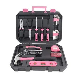 Apollo Tools 65 Piece Household Tool Kit Pink
