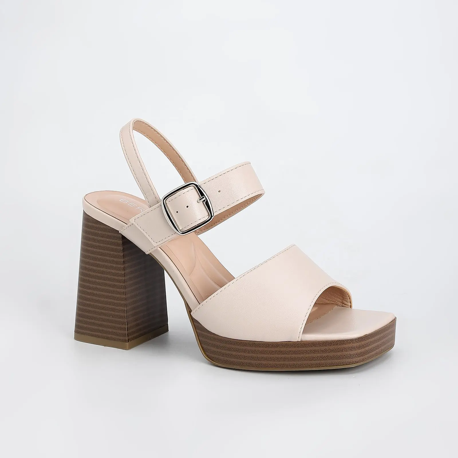 Women's Faux Leather Platform High Heels, Square Toe Sandals with a 4.5 in Block Heel and Cushioned Memory Foam Insole