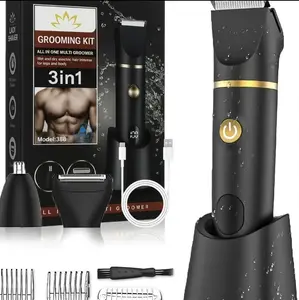 Electric  Hair Trimmer for Men- Manscape 3 in 1 Pubic Hair Groomer Trimmer,  Wet/Dry Replaceable Ceramic ,Type-C Rechargeable Dock & Nose/Ear