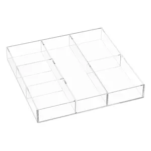 Acrylic Drawer Organizer, 6-Compartment Transparent Cosmetic Tray, Makeup Box Organizer, Suitable for Office and Bedroom, Versatile Storage Solution for Efficient Organization, Clear Storage Box, Multi Compartment Design