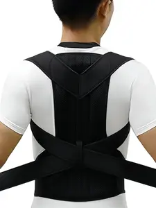 1 Count Hunch Back Correction Solid Color Waist Cincher, Back Strap Reinforcement Corrector Support Fixed Girdle, Men And Women Compatible Adjustable Velcro Shapewear Belts, Adjustable Back Brace, Suitable For Training Or Sports