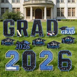 14 count Graduation Yard Signs Class of 2026 Black Bule Graduation Decorations with Stakes, Congrats Graduation Lawn Signs 2026 Grad Yard Decor for Grad Party Indoor or Outdoor