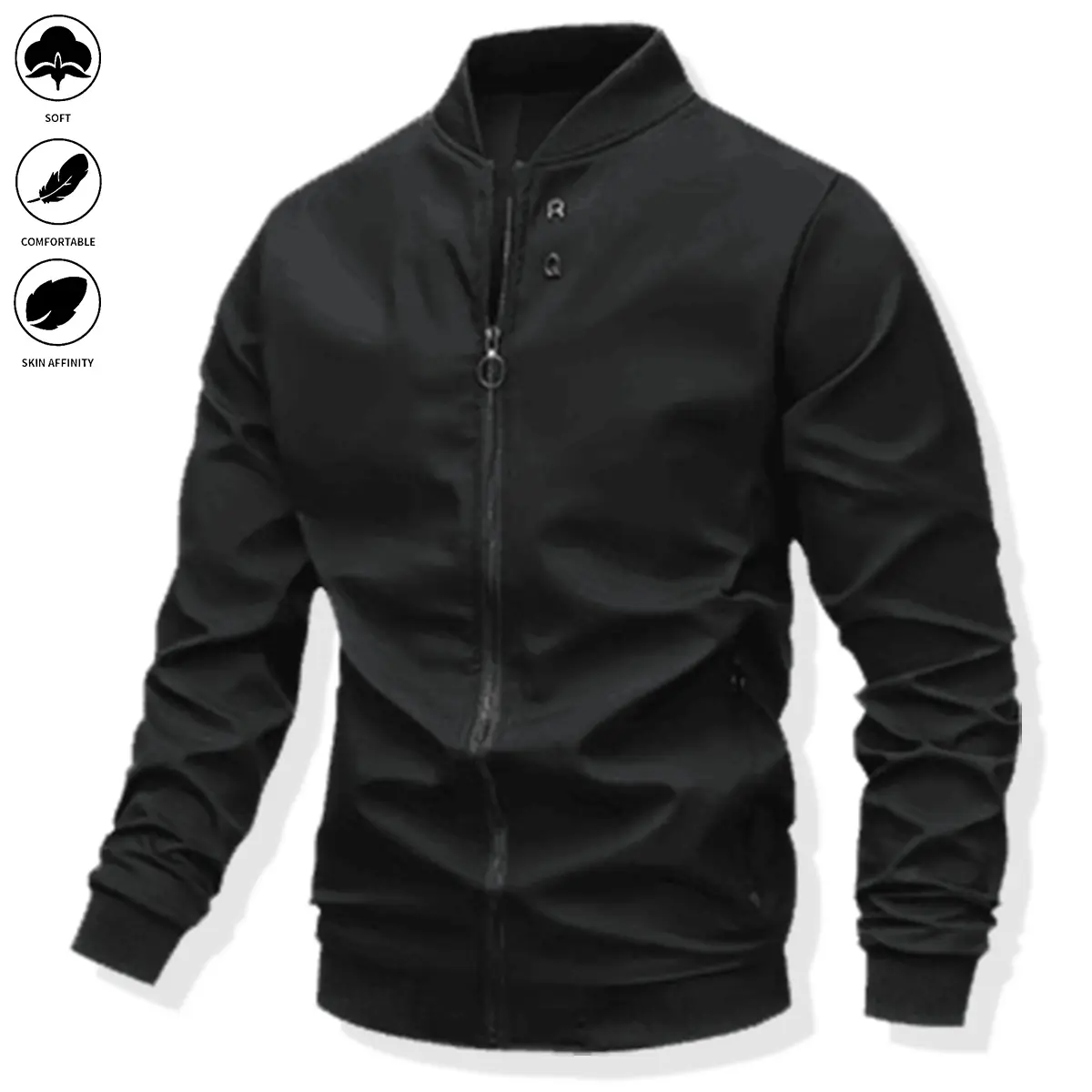 Men's Elegant Woven Winter Jacket, Plain Full-Zipper Long-Sleeve Outerwear for Casual Cold-Weather Activities, Cold-Weather Outerwear, Halloween, Long Sleeves Keep Arms Warm, 100% Polyester Men's Lightweight Jackets, Polyester Keeps Shape, Pull On