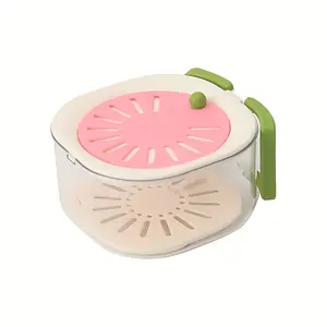 Durable Dual-Layer Drain Basket, Plastic Fruit Vegetable Strainer, Refrigerator Storage Basket, Bowl Dish Organizer, Space-Saving Tool