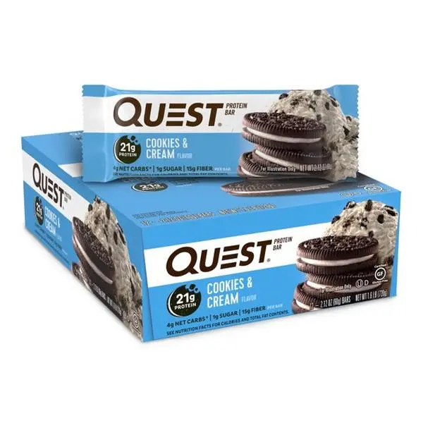 (W)Quest Protein Bar – 21g Protein, Cookies & Cream, 12-Pack - TikTok Shop