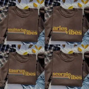 (LEAVE A NOTE OR DM SHOP) Zodiac Vibes Sweatshirt - Dark Chocolate, Astrology Crewneck, Custom Year Birthday Gift, Cozy Unisex Apparel, Zodiac Enthusiast Clothing