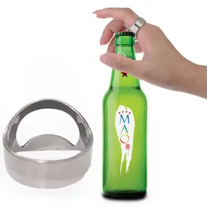 Stainless Steel Finger Ring Beer Opener, 1 Count/4 Counts Creative Beer Bottle Opener, Portable Size Bottle Opener for Home Kitchen