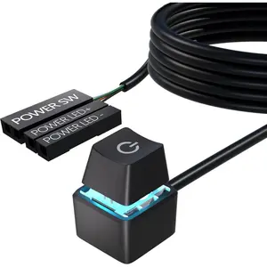 PC Power Button, Desktop External Led Power  On/Off, 65 inch External PC Start Button Computer Case for Computer Motherboard