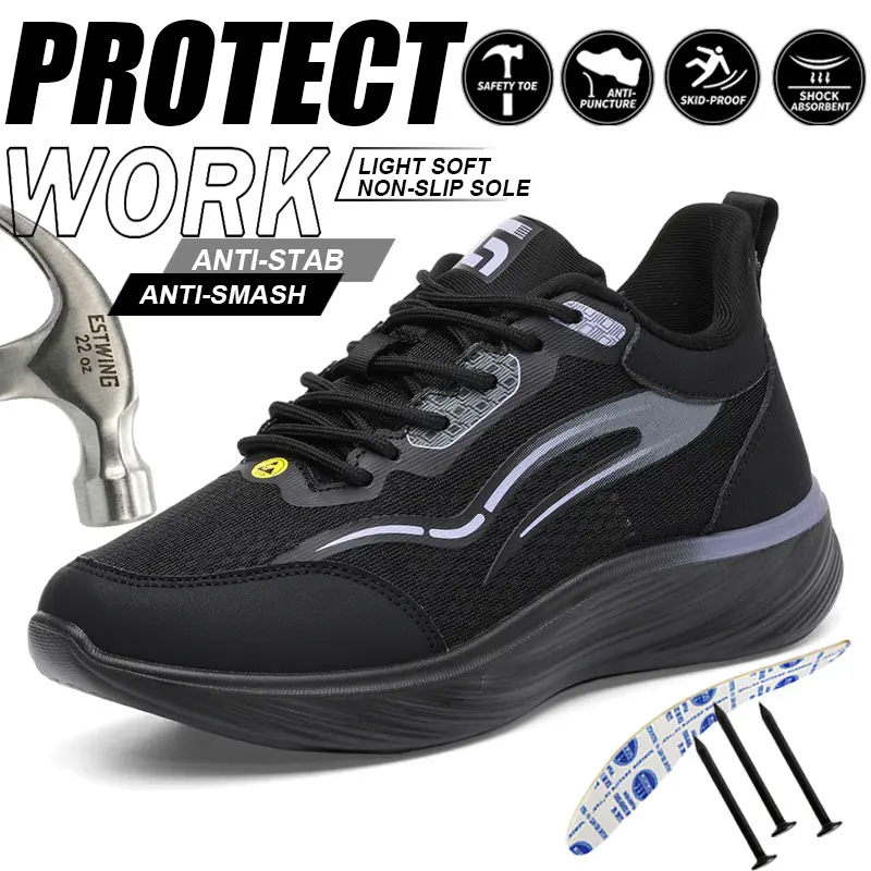 Women's Anti Static Work Shoes Electrical Protection Sneakers Lightweight Safety Footwear Breathable Mesh Shoes Non Slip Sole for Industrial Workplace
