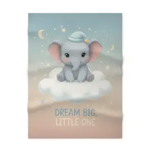 Dream Big Little One Baby Blanket | Cute Elephant Cloud Nursery