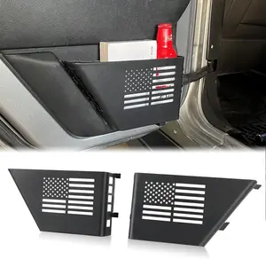 Rear Door Organizer Tray Door Storage Box Door Side Insert Organizer with US Flag Style for 2007-2018 Jeep Wrangler JK 2/4 Door (2count)