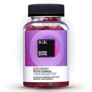 IGK Biotin Hair Gummies 10,000mcg Biotin (60 Count), Strawberry Flavored, Hair Growth Supplement Gummies for Healthy Hair, Skin & Nails, Vegan, Help Combat Hair Loss & Thinning