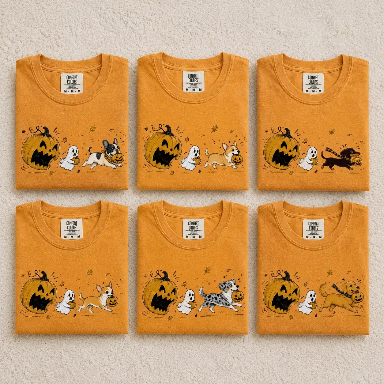 Comfort Colors 30+ Dog Breeds Vintage Dog Halloween Shirt, Pumpkin Trick or Treat Ghost Tee, Spooky Dog Halloween Shirt, Running Dog Autumn Vibes Shirt, Dog Mom and Dog Lover Gift