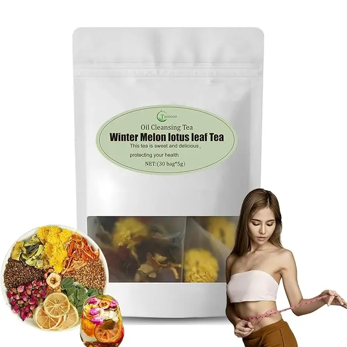 Winter Melon Lotus Leaf Tea,Oil Cleansing Tea,30 Bags Chrysanthemum,Winter Melon,Orange Peel,Cassia Seed,Buckwheat,Hawthorn,Lotus Leaf,Red Rose,9 Ingredients Blend Formula (1PCS)