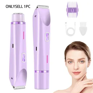 2 in 1 Women's Body Shaver, Women's Body Shaver, Dual Head Electric Trimmer, Wet and Dry, USB Rechargeable Shaver, Dual Head Shaver Women for Face, Lips, Chin, Legs (Purple)
