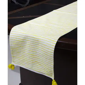 Cotton Table Runner with Yellow Stripes 16"x90"