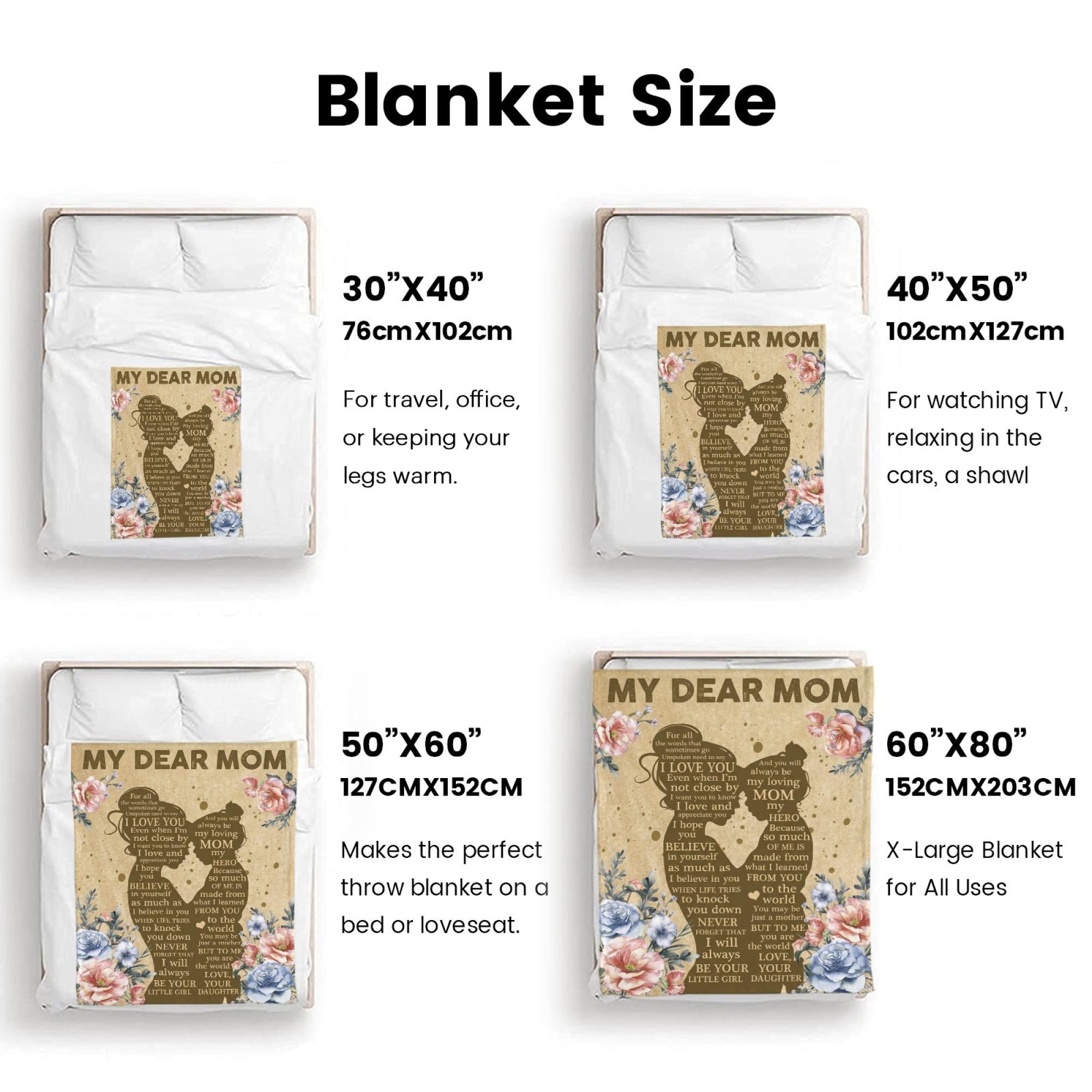 Gifts for Mom from Daughter, Mothers Day Birthday Gift for Mom Blanket from Daughter, Mommy Birthday Gifts, Presents for Mother, Soft Cozy Throw Blanket 60x50 Inches