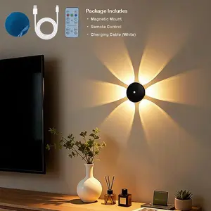 Floral Shadow LED Puck Lights with Remote, Motion Sensor Wall Sconce, 3 Color Modes Dimmable, Magnetic Wireless Night Light for Home Decor