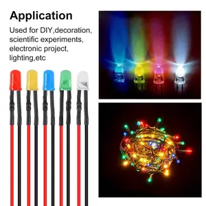 10Pcs 3/5mm LED Lamp Cable Bulbs Super Bright Pre-Wired Small Bulbs DC Low Voltage 3V-24V Red, Yellow, Blue, Green, White Optional No Soldering, Ready to Use, Home Atmosphere Light, DIY Tool, Model Cars / Crafts / General Electronic Repair Small Light, Ea
