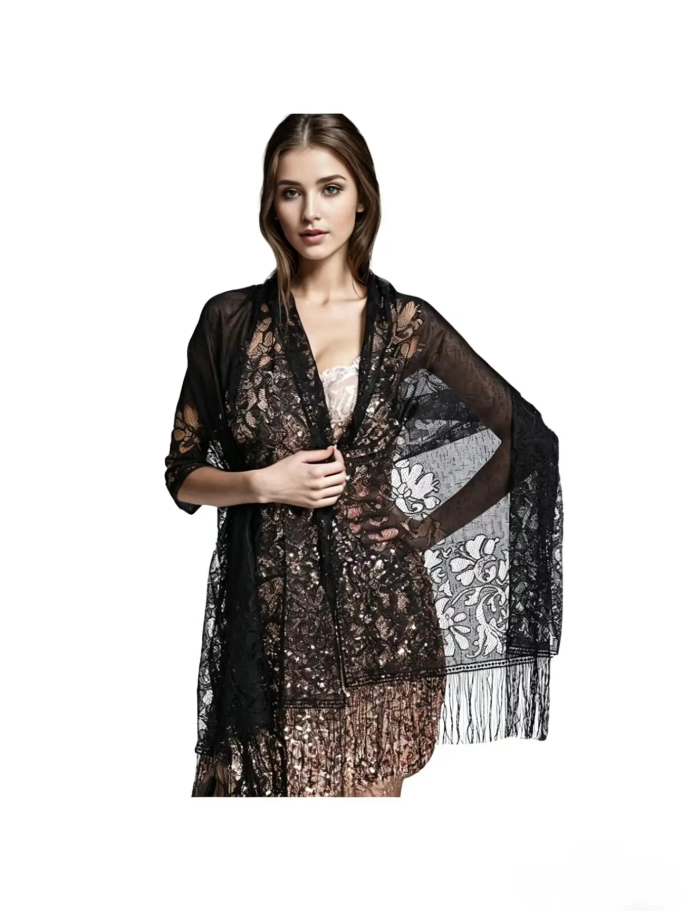 New Summer Malaysia Solid Color Lace Hollow Fringe Long Scarf Fashion Shawl Lace Sheer Shawl Headscarf for Women
