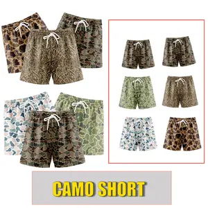 Pack 3 Duck Hunting Shorts with 5 inch Inseam Realistic Camouflage Athletic Shorts, Breathable and Workout-Inspired Design daily wear Mesh Outdoor