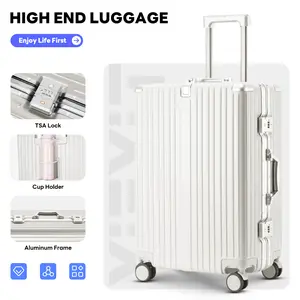 360° Rotating Expandable Carry-On Luggage Set Suitcase 22 Inches Hard Shell Luggage Frame Aluminium Hardside Travel Luggage Set cabin