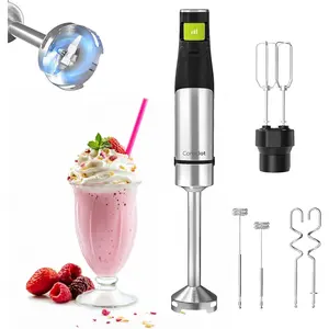 Consciot 4-in-1 Immersion Blender Handheld Max 1100W, Corded Stick Emulsifier with Entire Stainless Steel Blender Shaft, Trigger Speed Control, For Blending, Beating, Frothing, Mixing & More, Non-BPA