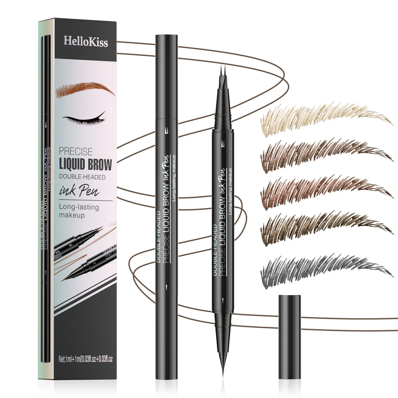 2-In-1 with Micro Fork Tip & Fine Brush Head, Long-Lasting Waterproof Makeup, Easy Application, Natural Brow Effect, Eyebrow Makeup Products, Waterproof Brow Pen