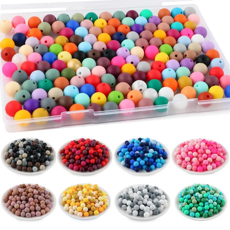 Mixed Color Round Silicone Bead (50pcs), Durable Beads, Bulk Beads, Craft Beads, Crafting Beads, DIY Jewelry Accessories for Bracelet & Necklace, DIY Mix Beads Jewelry Making Supplies for Women & Teenager, Beading Making, Bead Assortment
