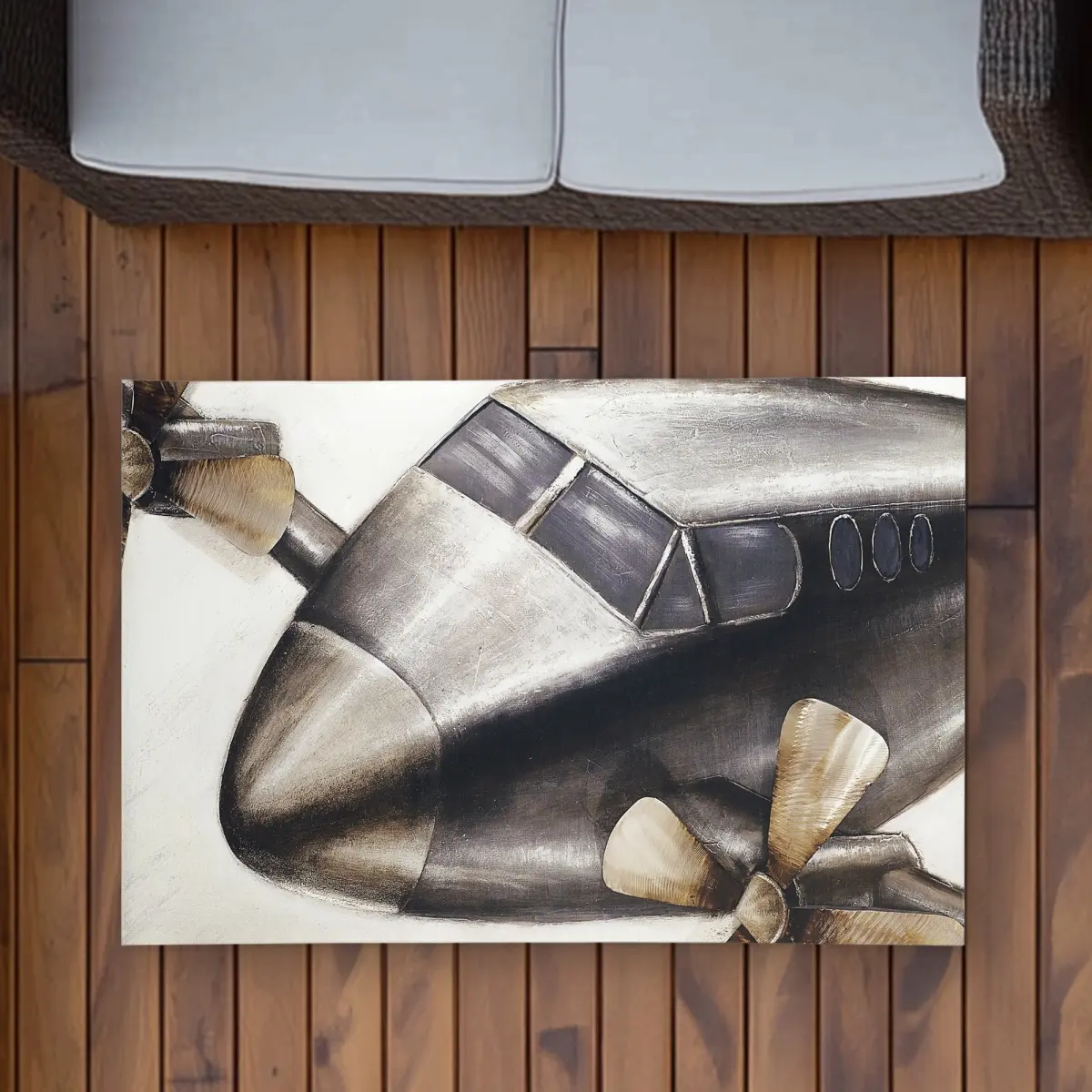 360 stand Vintage Airplane in Full Flight Rug - 2x3 ft Rectangular, Outdoor Porch & Man Cave Decor, Home Decor Textile Carpet, Outdoor Porch Decor