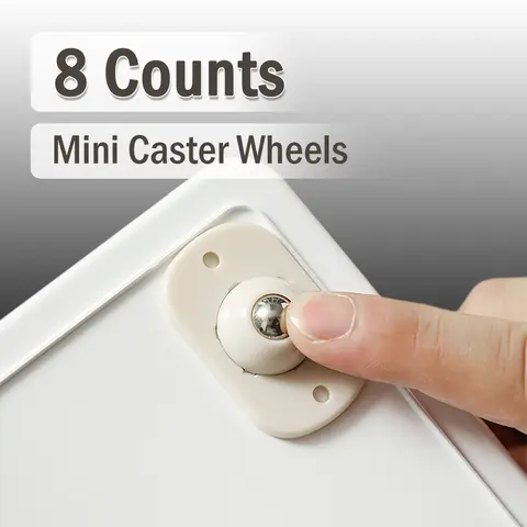 8-Count Heavy Duty Self-Adhesive Mini Attachable Swivel Casters, 360-Degree Rotation ABS Plastic Quiet Smooth Roll Wheels, 18 lbs Total Capacity for Home Organizer Storage Racks Daily Life Moving Tasks