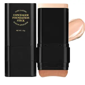 Facial Foundation Contouring & Highlighting Stick - Matte Cosmetic with Brush, Long-Lasting, Lightweight, Moisturizing Hydrating Concealer for Daily Blemish Coverage, Radiant Beauty Products